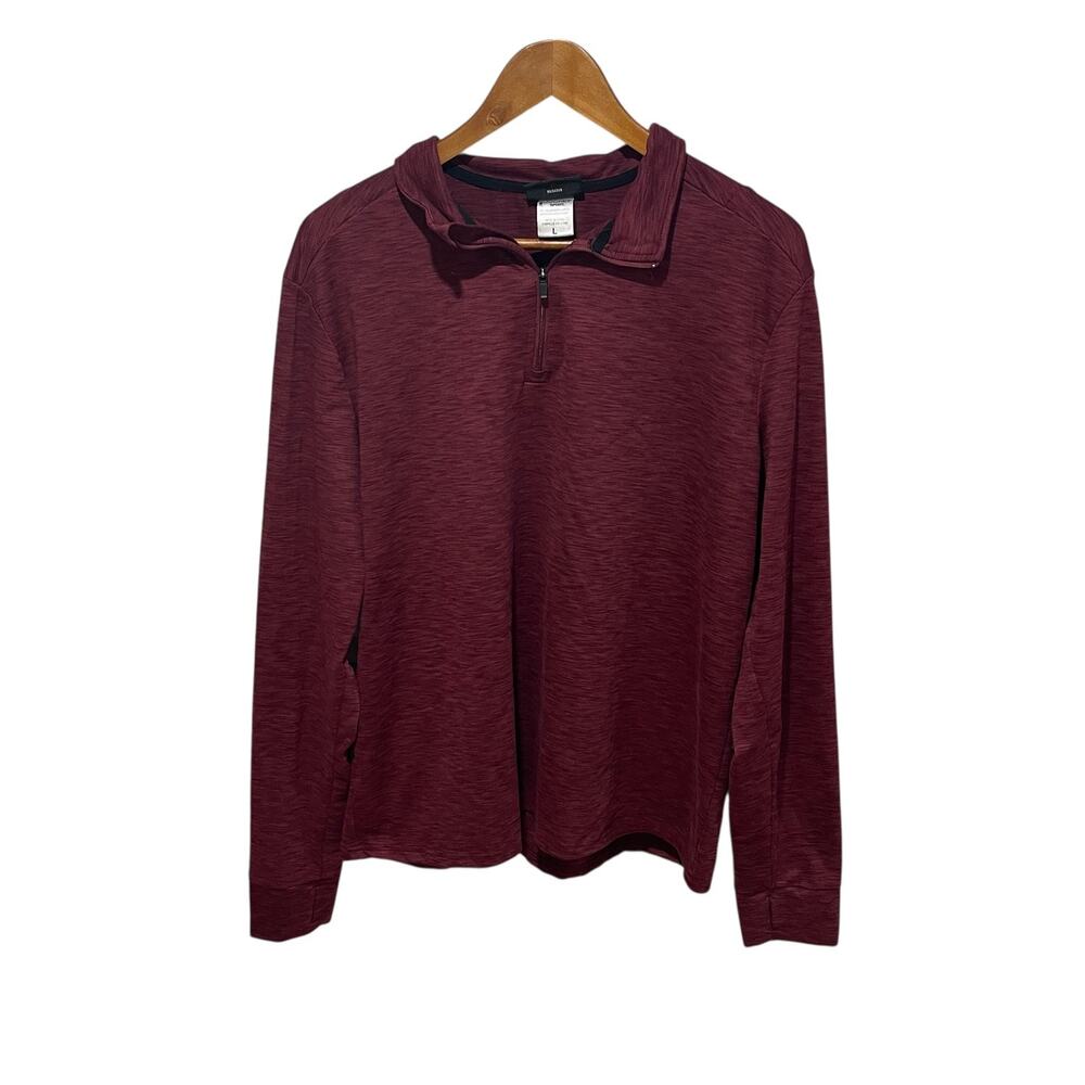 Jockey Sport Pullover Mens Large Maroon Quarter Zip Athletic Sweatshirt